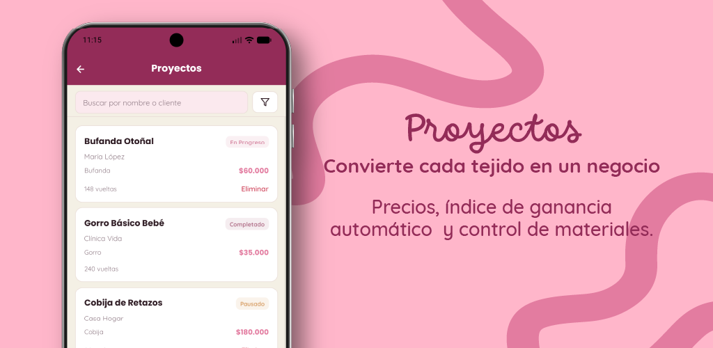 Detalle de proyectos en Crochly